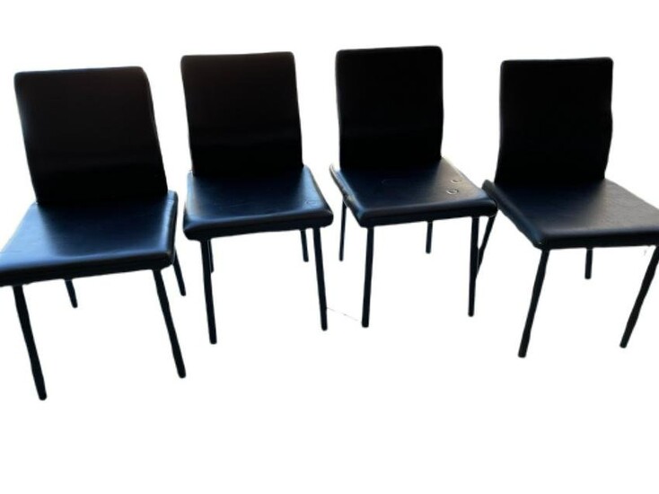 4 KNOLL ETTORE SOTTSASS" LEATHER DINING CHAIRS 32"