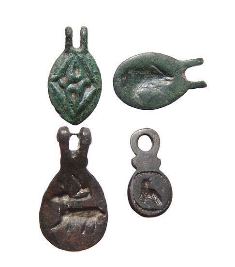 4 Late Roman/Byzantine hinged bronze seals