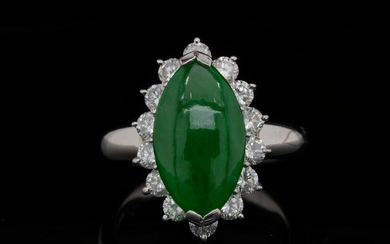 4.35ct Jade, 1.15ctw VS1-SI1/G-H Diamond Plat. Ring