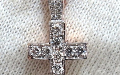 .50ct natural diamonds rounds cross necklace 14kt Petite Class+