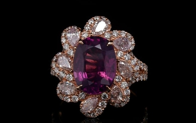 5.26ct GIA Kashmir Sapphire, 2.10ctw Diamond 18K Ring