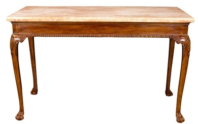 A George III style marble top walnut mixing table