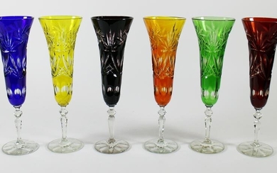 (6) CUT TO CLEAR CHAMPAGNE FLUTES
