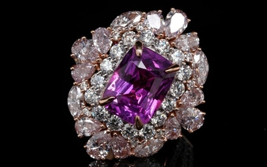 6.00ct Sapphire, 4.95ctw Pink & White Diamond Ring