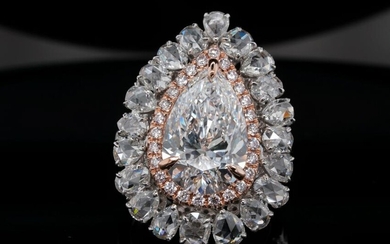 6.02ct GIA VS2/D Diamond, 3.90ctw Diamond 18K Ring