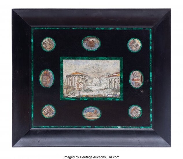 61003: An Italian Marble Plaque Set with Nine Micro-Mos
