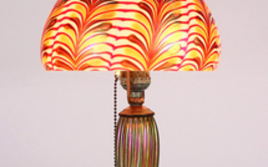 Lundberg Studios iridescent art glass table lamp