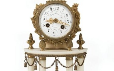 Italian Bronze and Marble Mantel Clock