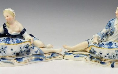 (2) MEISSEN PORCELAIN FIGURAL SWEETMEAT DISHES