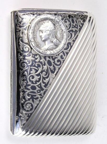 A French silver cigarette case