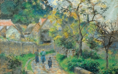 RUE DE VILLAGE À AUVERS, Camille Pissarro