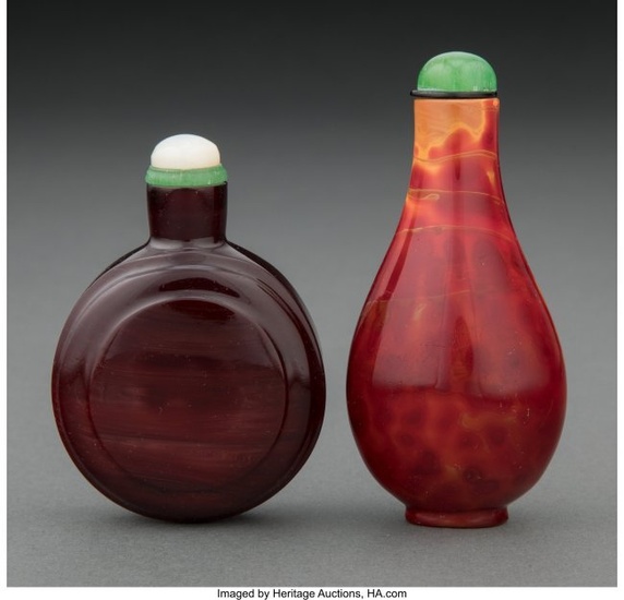 78003: Two Chinese Glass Snuff Bottles 3-1/4 x 1-1/2 x