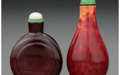 78003: Two Chinese Glass Snuff Bottles 3-1/4 x 1-1/2 x