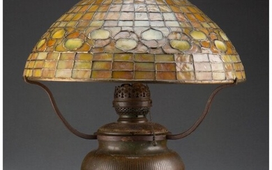 79003: Tiffany Studios Leaded Glass and Bronze Acorn Ta