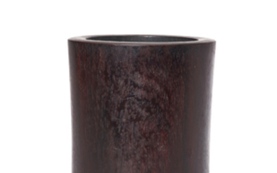 A ZITAN CYLINDRICAL BRUSHPOT, QING DYNASTY (1644-1911)