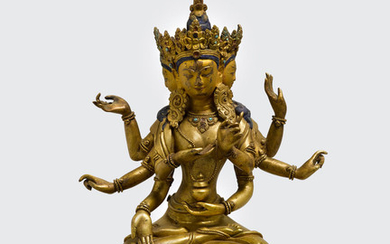 A gilt copper alloy figure of Ushnishavijaya