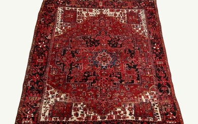 Circa 1920 hand knotted Persian Heriz carpet, 12' l