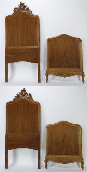 (2) 19th c. French Rococo Revival style twin beds