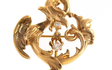 A 14K Diamond Dragon Pin/Pendant by K. Goldschmidt