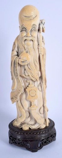 A 19TH CENTURY CHINESE CARVED I FIGURE OF SHOU LAO SAGE