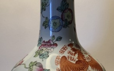 A 20th century Chinese porcelain vase, decorated in colours. H. 38 cm.
