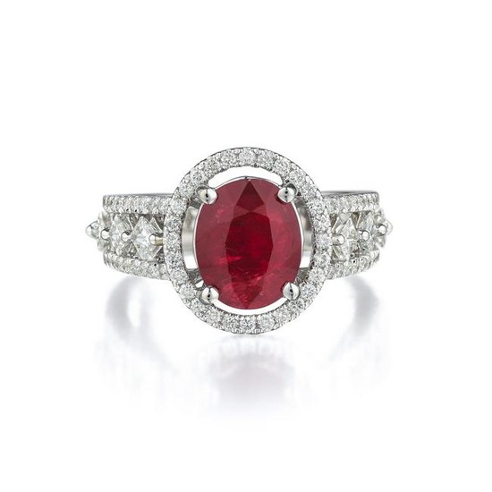 A 3.04-Carat Unheated Ruby and Diamond Ring