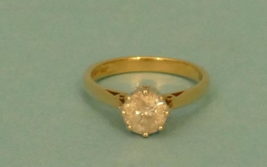 A 9ct Gold Ladies Solitaire Diamond Ring, approximately 0.85ct,...