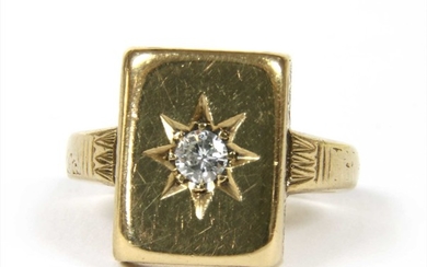 A 9ct gold diamond signet ring