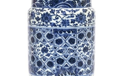 A Blue and White Floral Jar