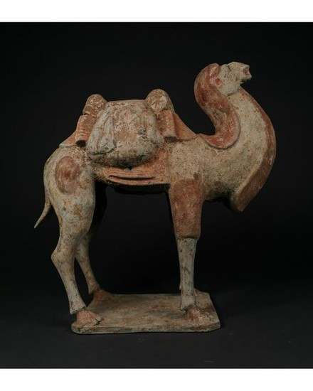 A CHINESE POTTERY FIGURE OF A BACTRIAN CAMEL