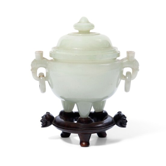 A CHINESE WHITE JADE CENSER AND COVER, 18TH CENTURY