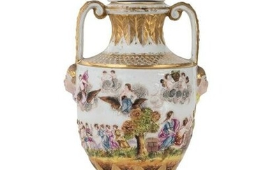 A Capodimonte Painted and Parcel-Gilt Porcelain Covered