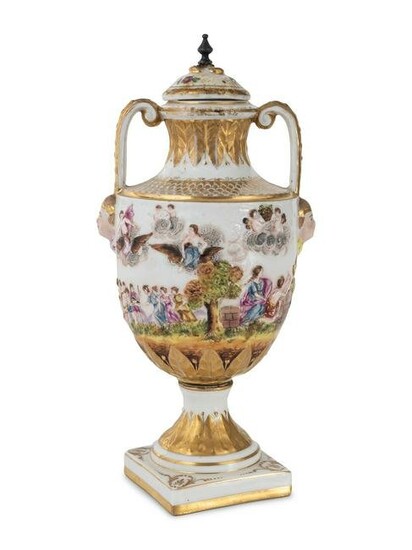 A Capodimonte Painted and Parcel-Gilt Porcelain Covered