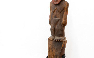 A Ceremonial Wooden Post Depicting a Standing Female Chimu, Peru, 900-1470 CE