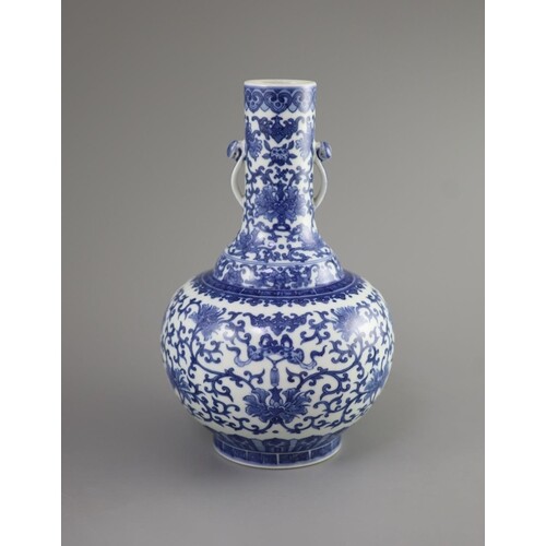 A Chinese blue and white bottle vase, Daoguang seal mark and...