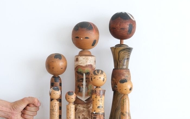 A Collection of Seven Vintage Kokeshi