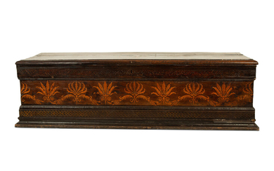 A Continental Marquetry Inlaid Cassone