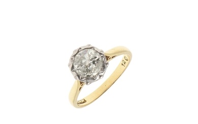 A DIAMOND SOLITAIRE RING. mounted with a circular-cut diamon...