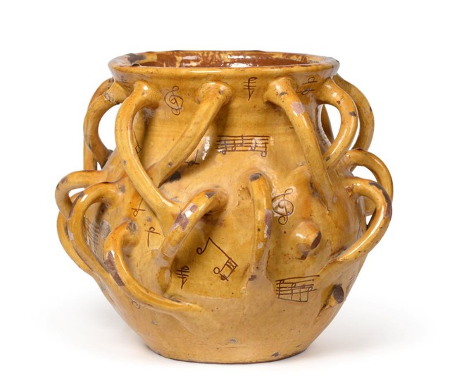 A Ewenny Slipware ''Musical Notation'' Wassail Bowl, 19th century, of...