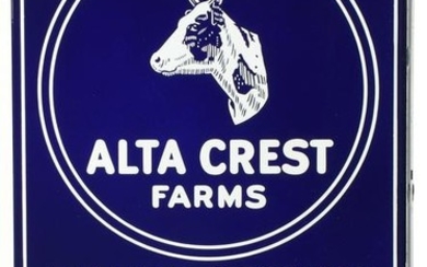 A FINE AND RARE ALTA CREST FARMS PORCELAIN ENAMEL SIGN