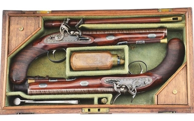 (A) FINE CASED PAIR OF ENGLISH FLINTLOCK DUELING