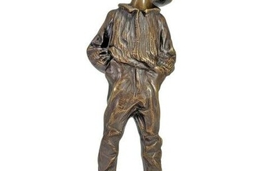 A. FULLBORN (XIX-XX) boy smoking bronze statue