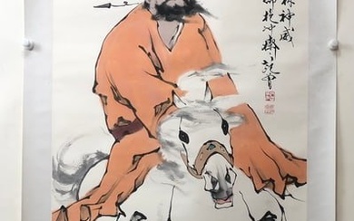 A Fabulous Chinese Ink Painting Hanging Scroll By Fan Zeng