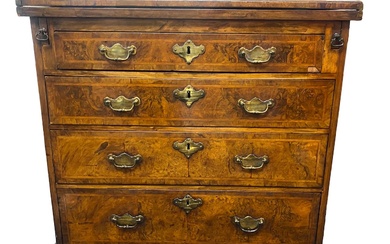 A George I style figured walnut and burr walnut bachelors chest of drawers