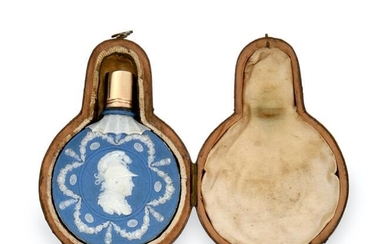 A George III Wedgwood Gold-Mounted Jasperware Scent-Bottle, Etruria, Circa 1780,...