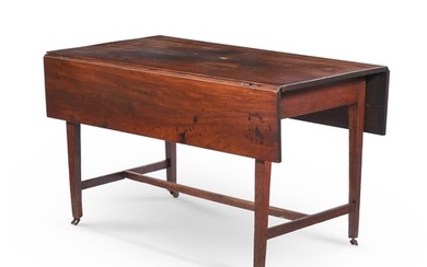 A George III mahogany dropleaf table, on square tapered legs...