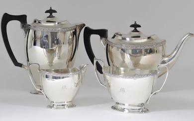 A George V Silver Oval Four Piece Tea Service,...