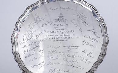 A George VI Silver Circular Salver, by Barker Brothers...