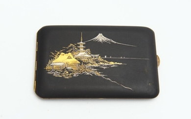 A JAPANESE KOMAI DAMASCENE INLAY SILVER & GOLD CARD / CIGARETTE CASE, 12 CM WIDE, LEONARD JOEL LOCAL DELIVERY SIZE: SMALL
