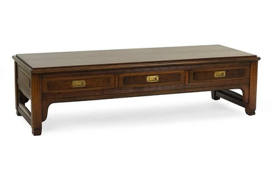 A John Widdicomb Three Drawer Wood Low Table.